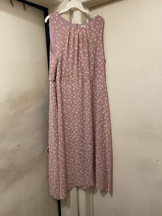 Notations Dresses & Skirts - Notations Woman 3X Pink White Polka Dot Sleeveless Midi Dress Plus Size